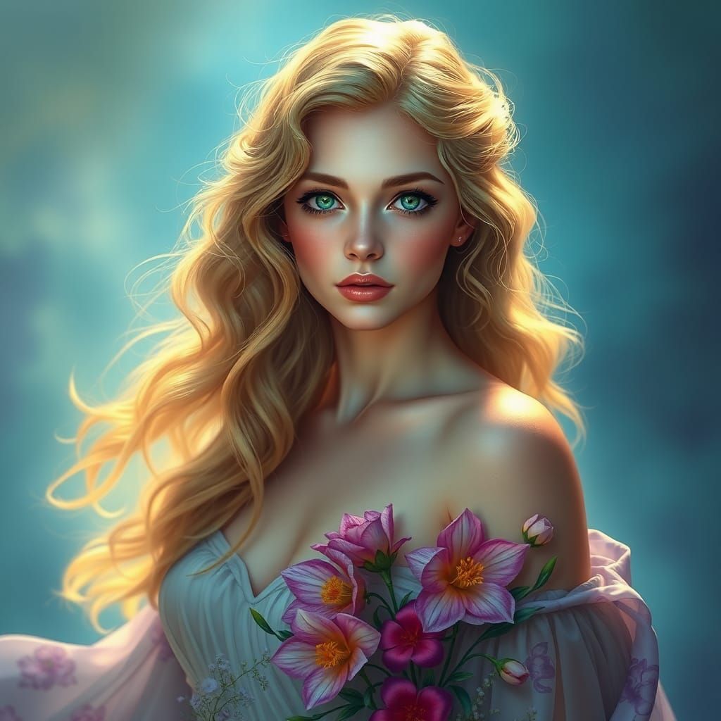 Persephone Portrait: Greek Goddess of Spring in Matte Painti...