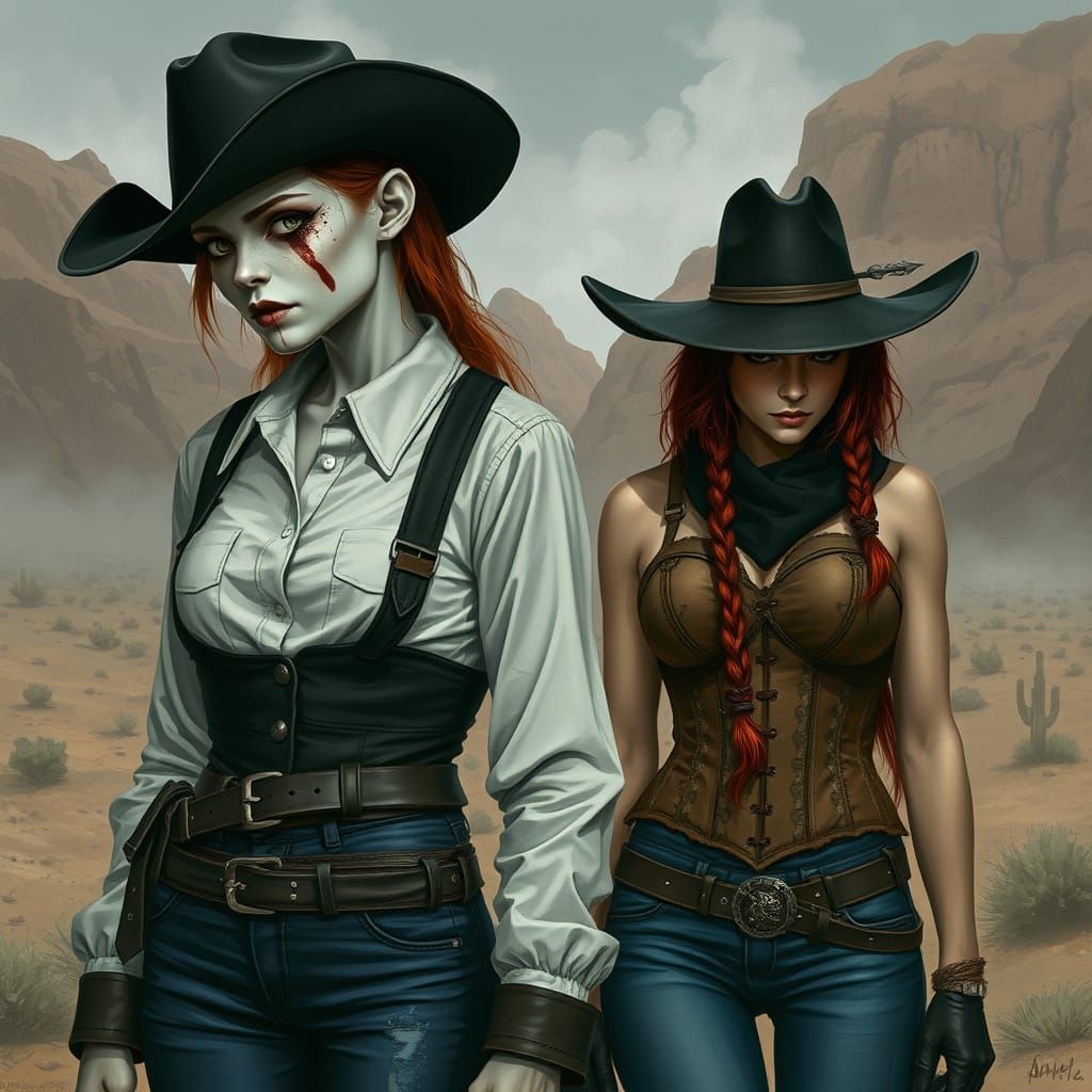 Gritty Desert Cowgirls in Cinematic Realism Style