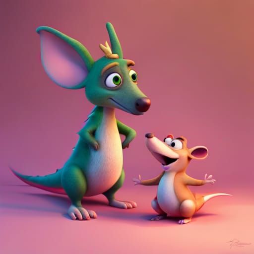 Mouse and Dragon: Pixar-Style 3D Digital Art