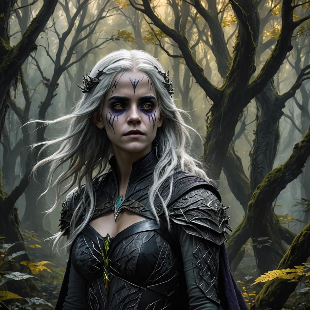 Drow Elf in Mystical Forest, Dark Fantasy Art