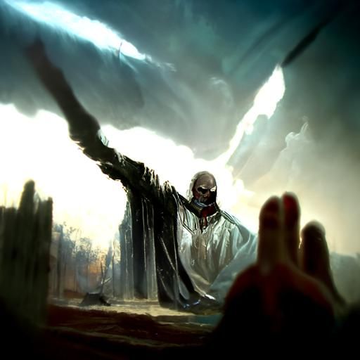 Sinister Hand of God in Dark Fantasy Style