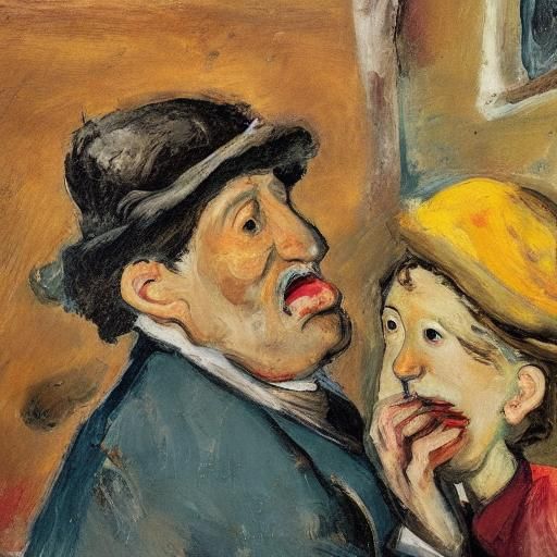 Man Biting Pie, Rita Watching, in Expressive Style