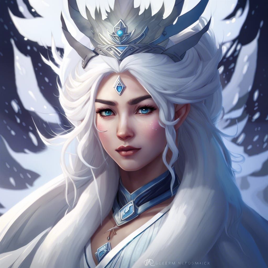 Snow Goddess Yue Portrait in Hyperdetailed Style