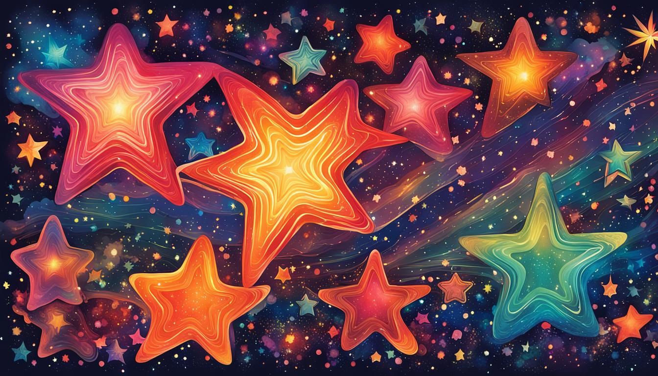 Ethereal Stars in Vibrant Colored Ink Poster