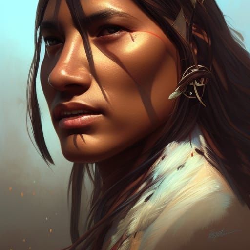 Lakota Portrait in Art Nouveau Style