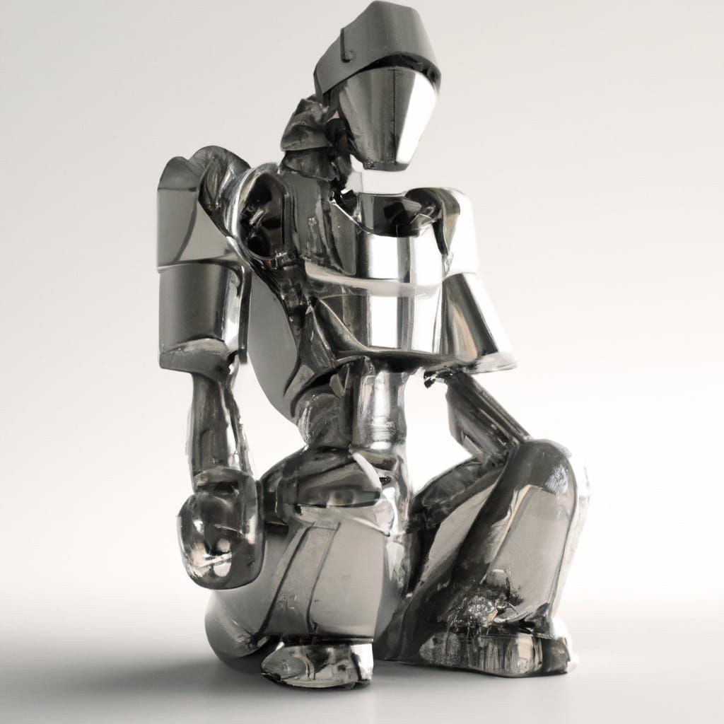 Damascus Steel Robot in Hyperrealistic Style