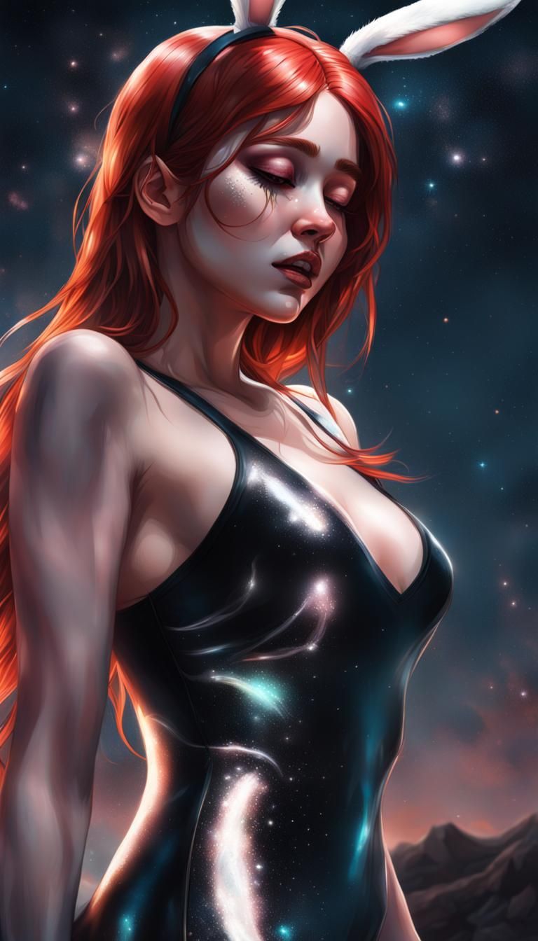 Girl with Silver Tears Gazing at Stars