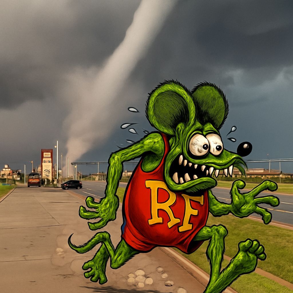 Grotesque Ratfink Monster Runs from Approaching Storm