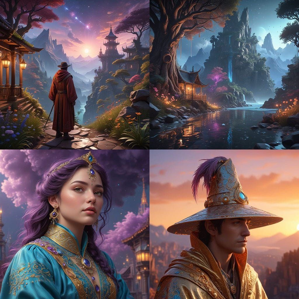 Mages' Ethereal Fantasy Dreamscape in Hyperrealistic Style