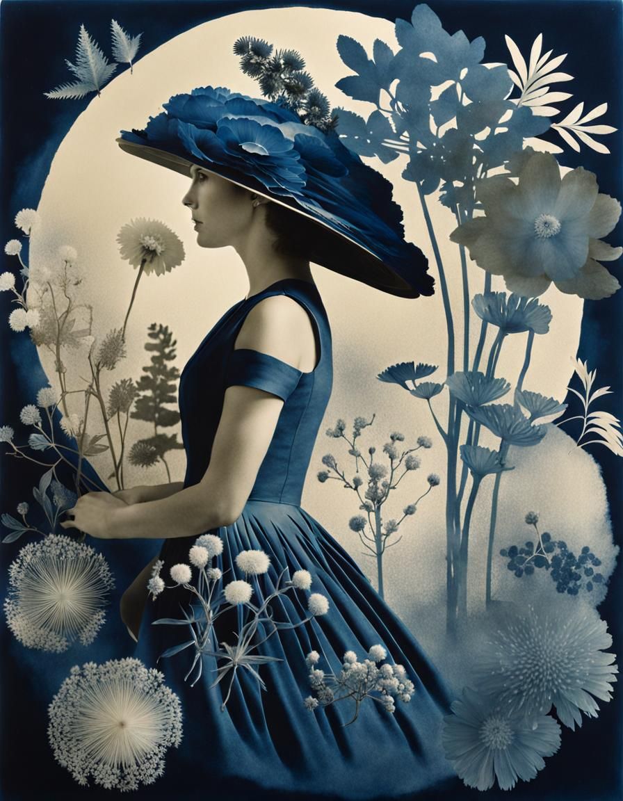 Ethereal Cyanotype Landscapes with Floral Details