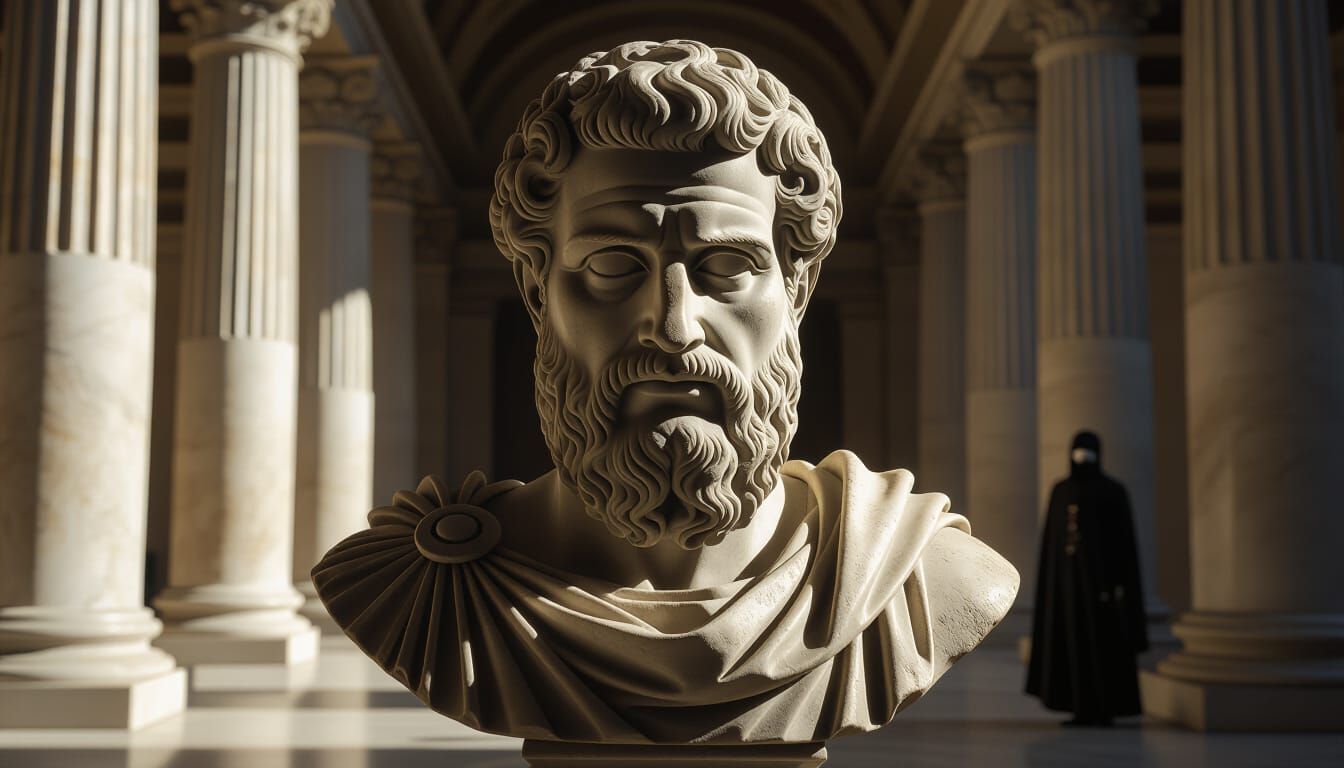Marble Bust of Stoic Philosopher in Roman Forum