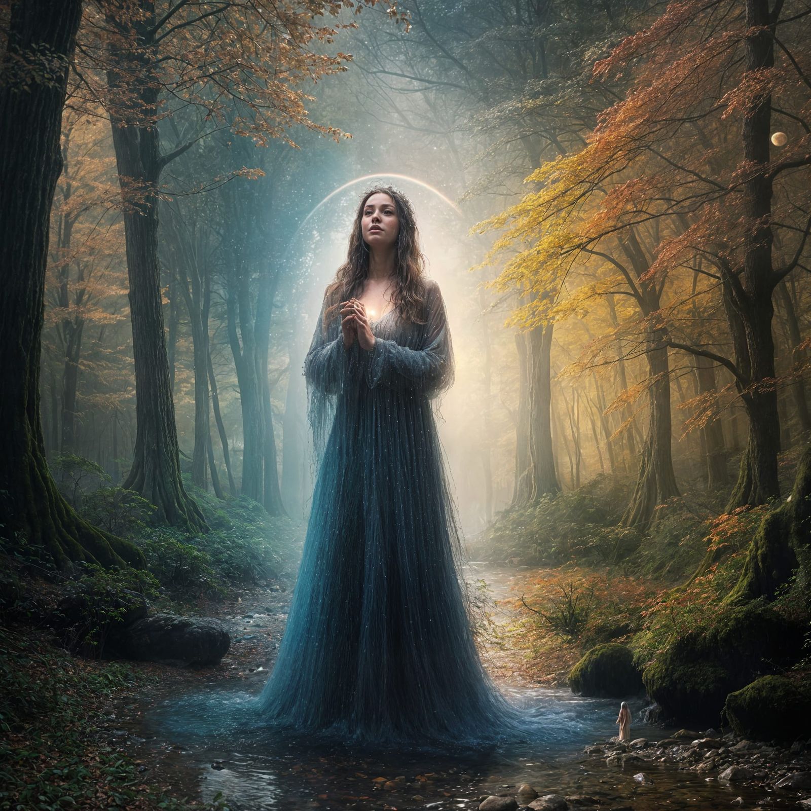 Vision on a full moon night in the forest