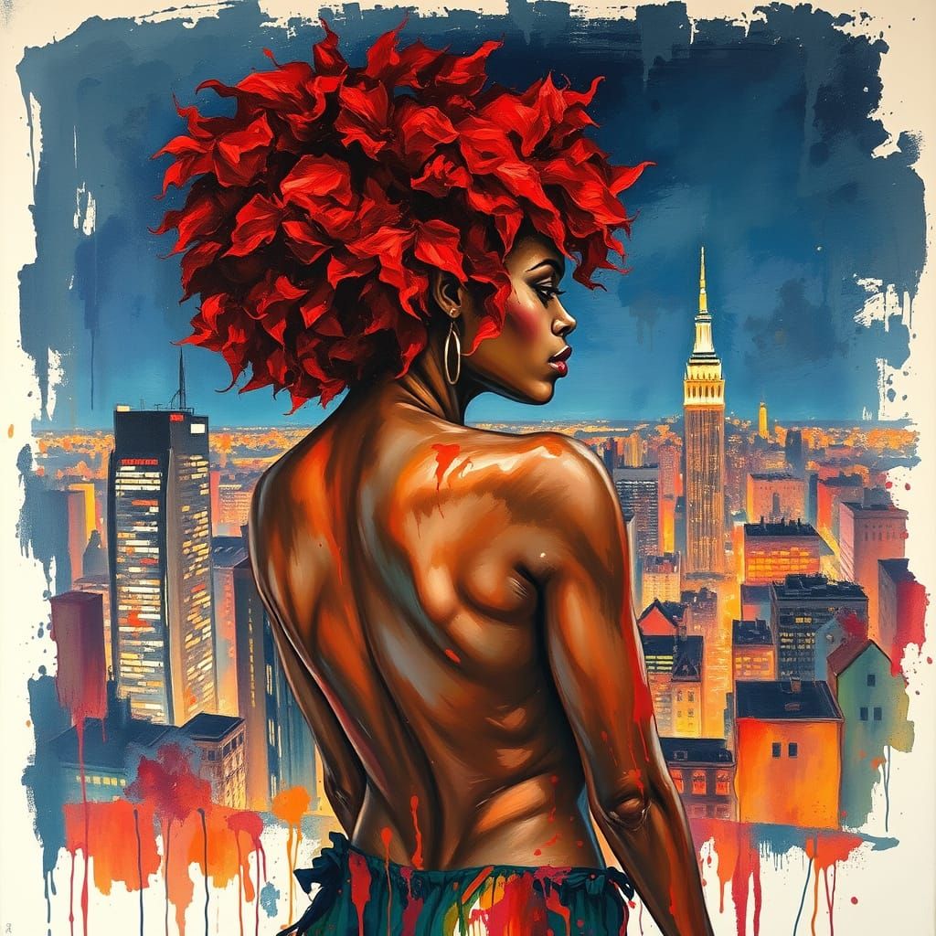 Autumn Night Cityscape with Zombie Pin-Up