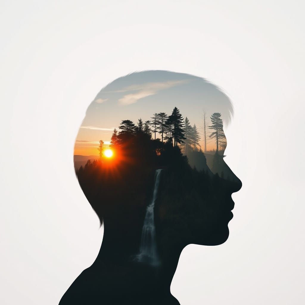 Stunning Double Exposure of Human Form in Nature