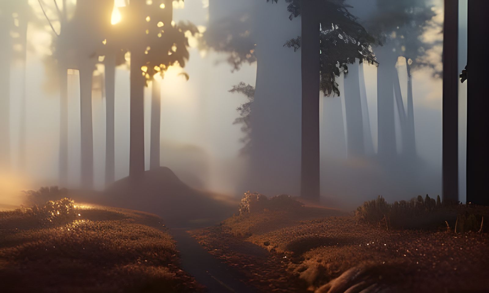 Foggy Autumn Morning in Warm Light