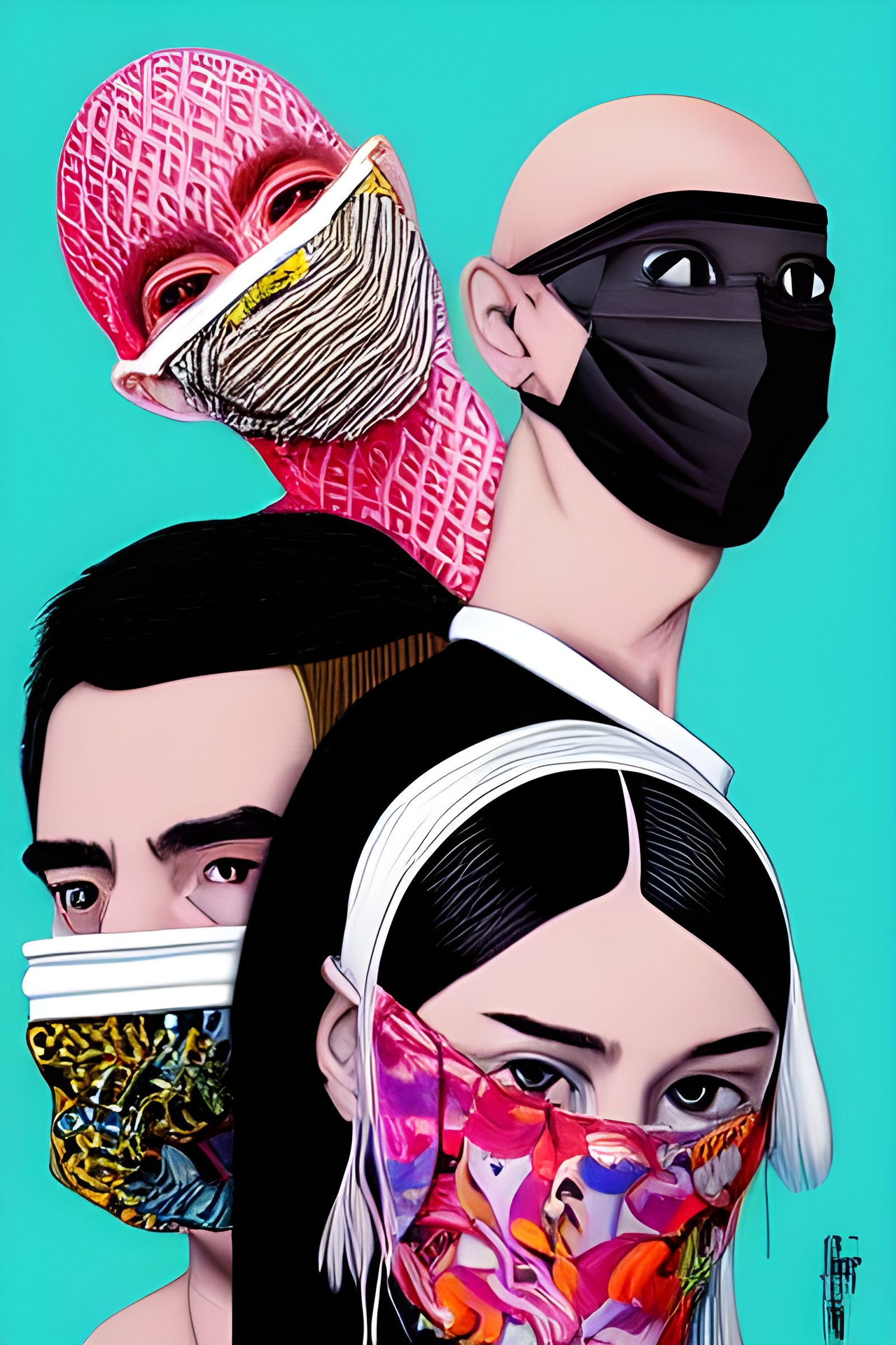 Colorful Masquerade Masks in Pop Art Style