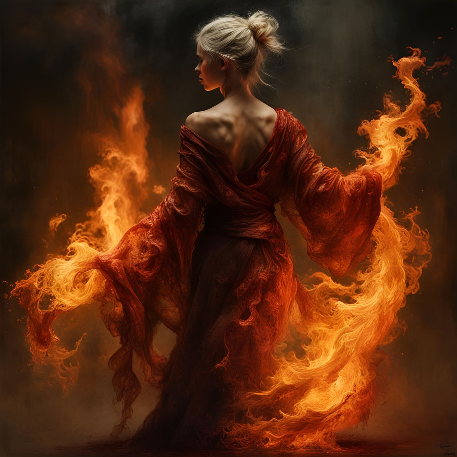 Fire mage, dancing with flames