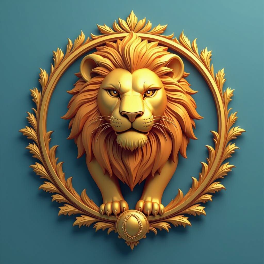 Kadamba Lions Cricket Logo in 3D with Golden Accents