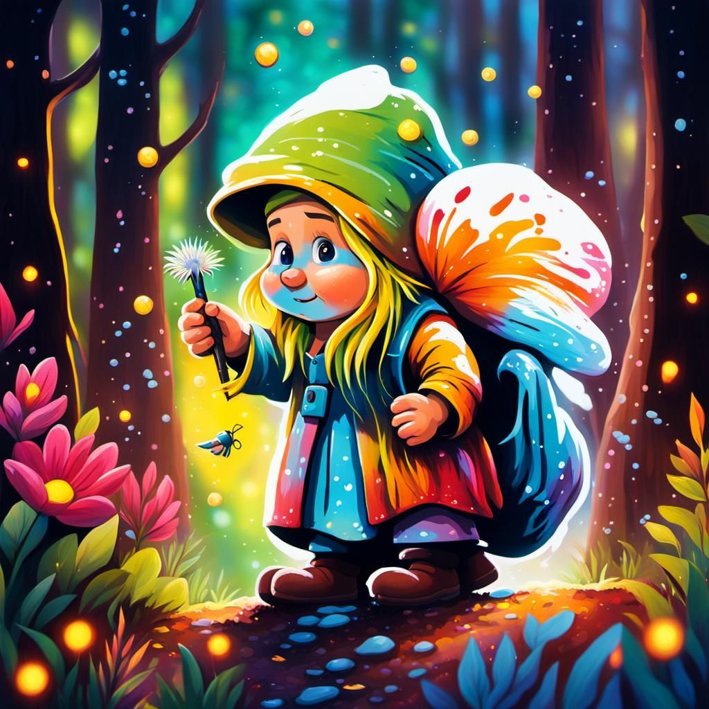 Gnome Girl in Forest: Graffiti Pop Art