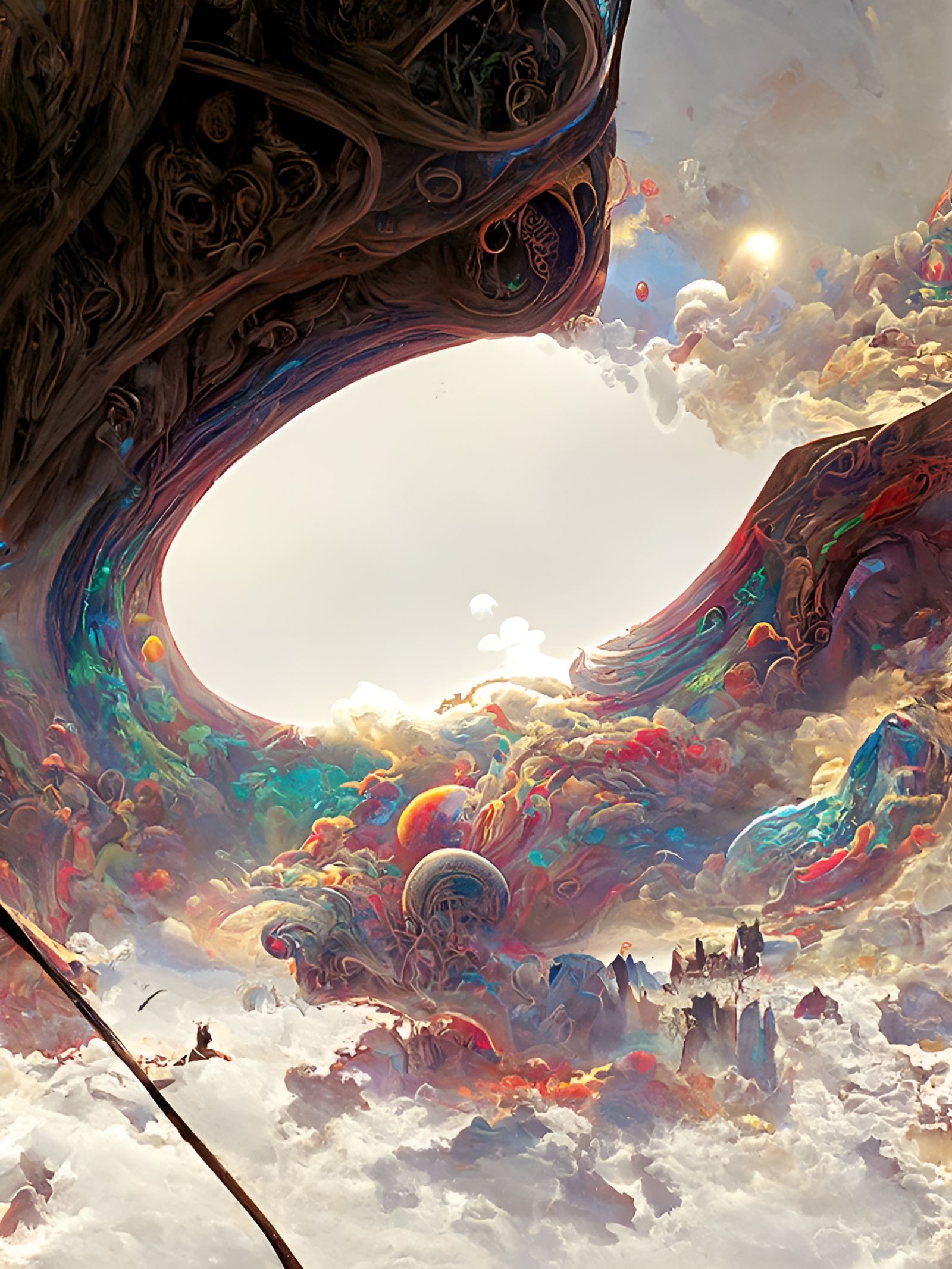 Colorful Celestial Kingdom in Clouds, Digital Art