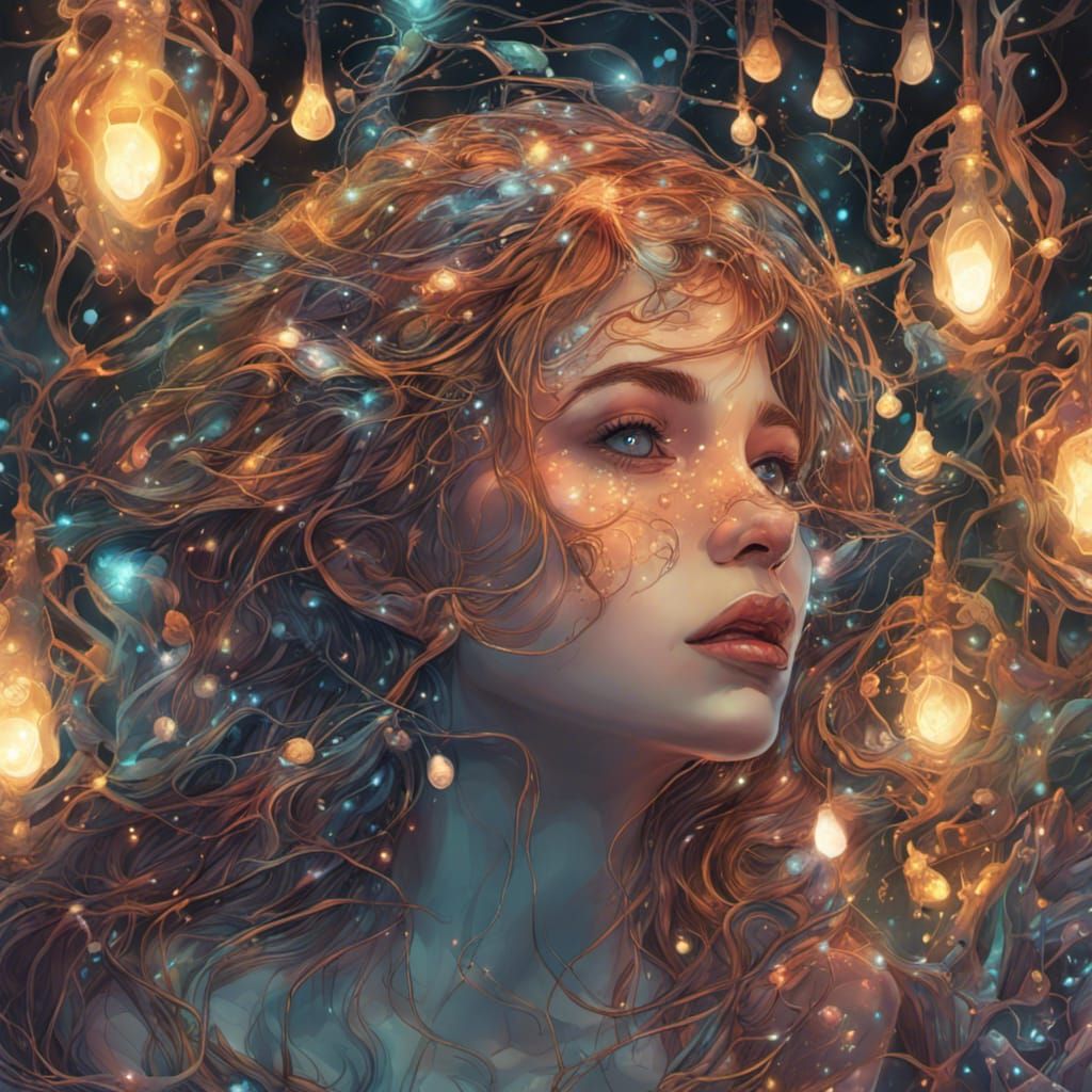 Fairy Lights in Fairycore Art Nouveau Style