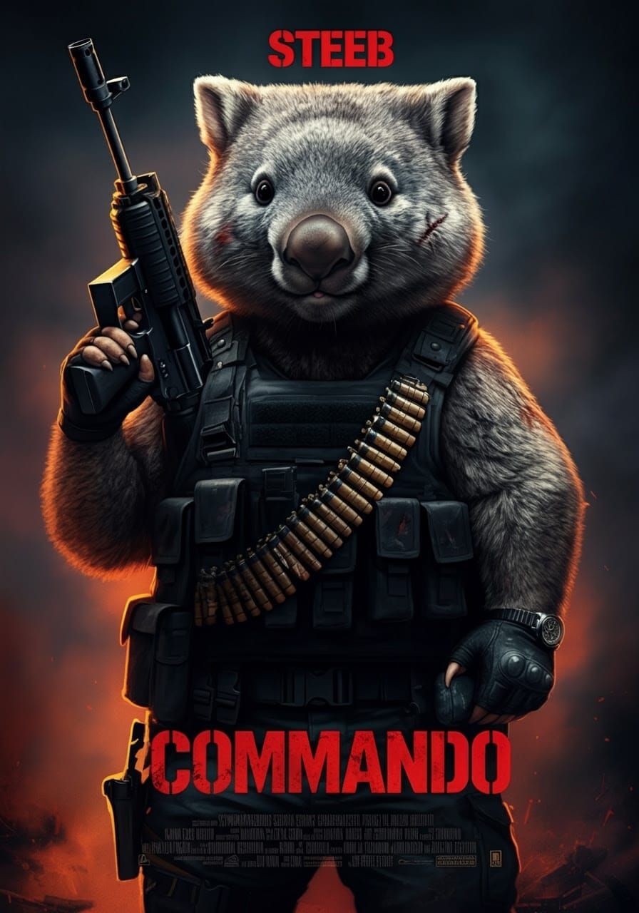 Wombat Warrior Movie Poster in 1980s Style