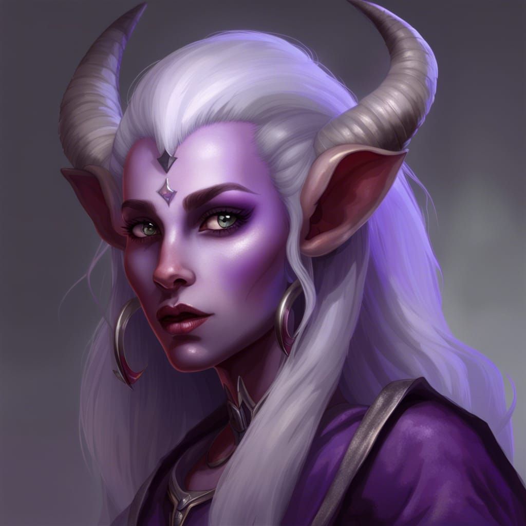 Tiefling Graffiti Art with Violet Eyes