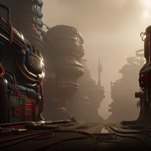 Cyberpunk Anatomical Heart: Detailed Matte Painting