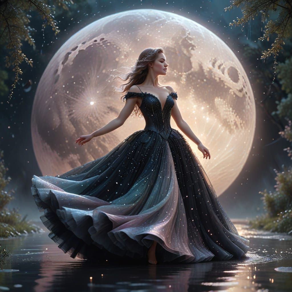 Woman Dancing in Moonlight: Fantasy Concept Art