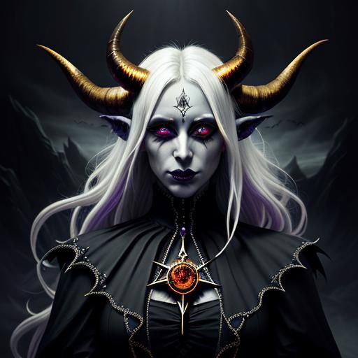 Wight Devil Portrait in Surreal Digital Art