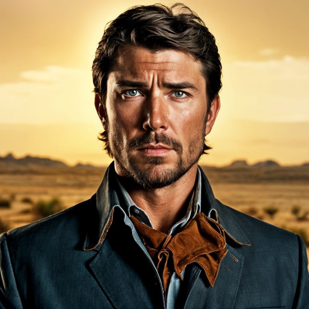 Cowboy Color Portrait in Comic Book Style