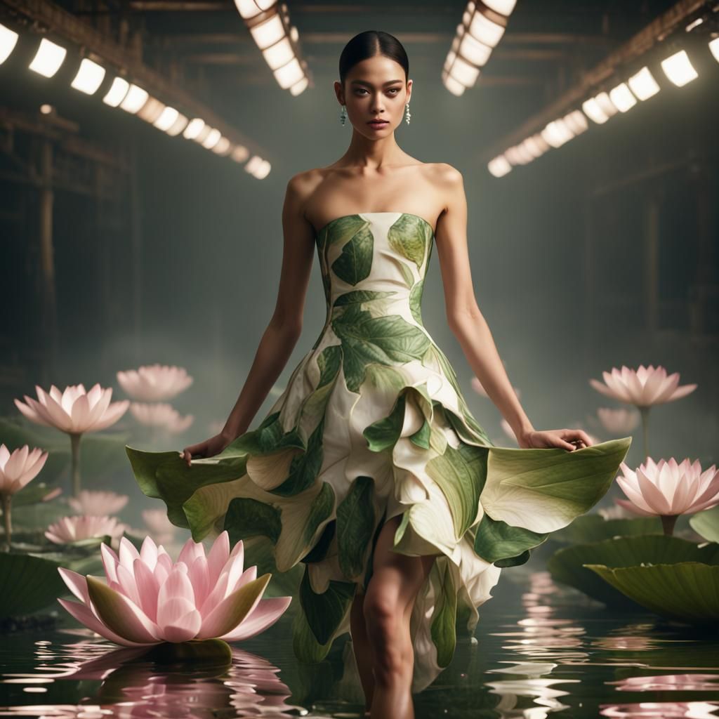 Tea Leaf and Water Lily Runway Dress
