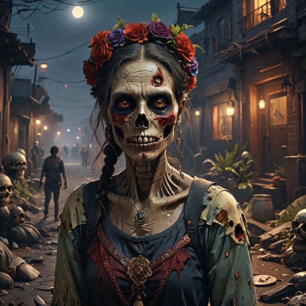 Frightful La Llorona Nightmare Scene in Hyperrealistic Style