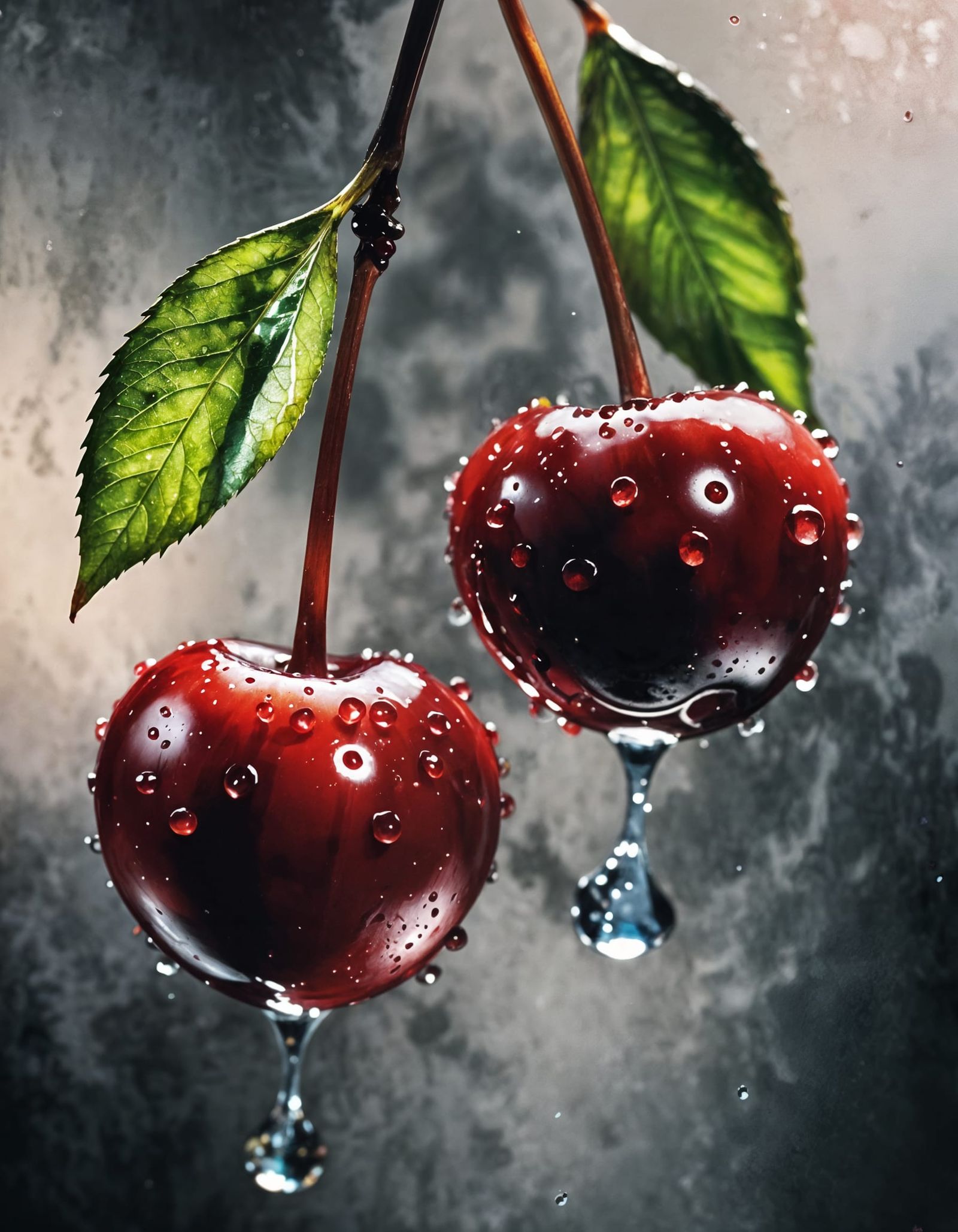 Vibrant Cherries in Cinematic Watercolour