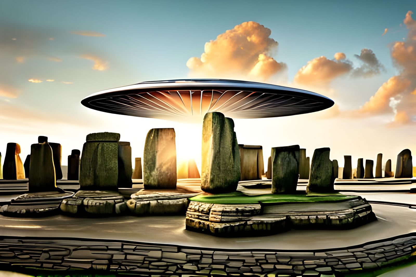 Realistic UFO Over Stonehenge in High Definition