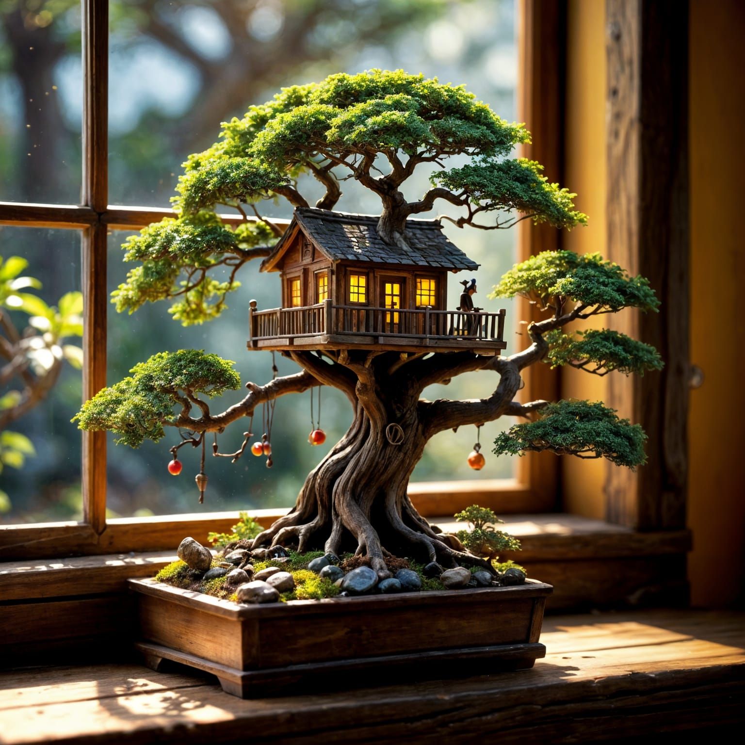 Whimsical Treehouse Oasis in Hyperrealistic Style