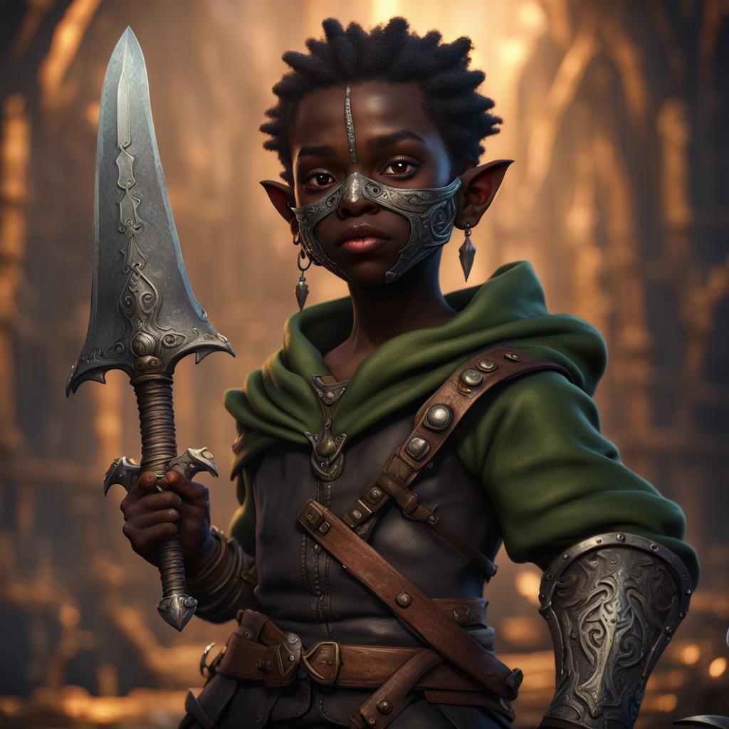 Halfling Rogue with Poison Daggers, Fantasy Art