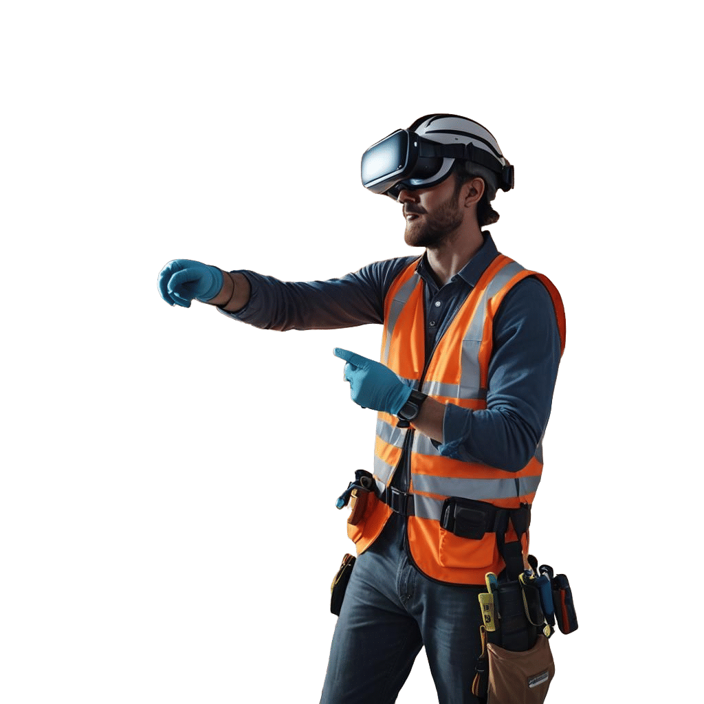 VR Construction Worker in Detailed 3D Anime Art