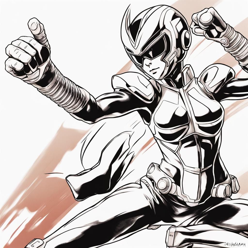 Female Tokusatsu Hero in Anime Manga Style