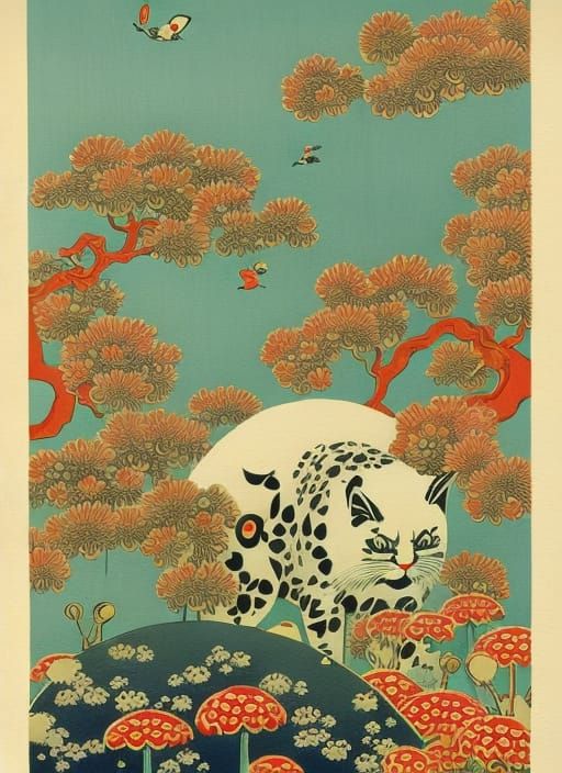 Maneki Neko: Japanese Lucky Cat in Watercolor Style