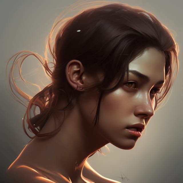 Hyperdetailed Portrait of Athlete Woman in Art Nouveau Style