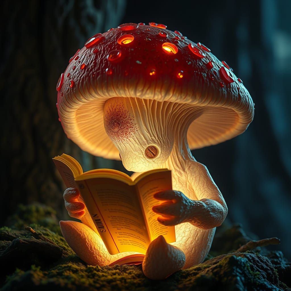 Mushroom Radiates Ethereal Aura in Hyper-Realistic Digital P...