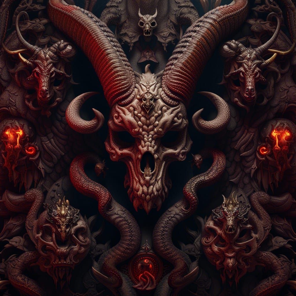 Detailed Matte Painting of Satan and Demons