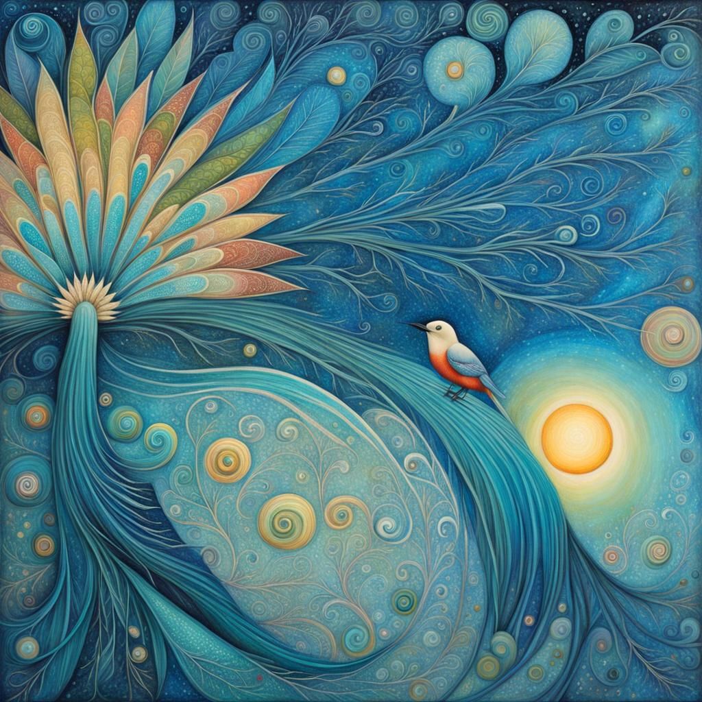 Dreamlike Bird in Art Brut Style