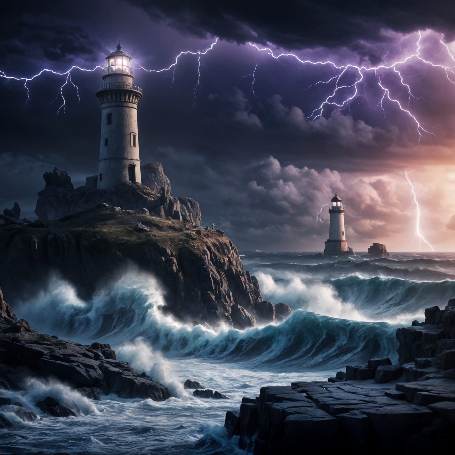 Stormy Lighthouse: A Digital Matte Painting