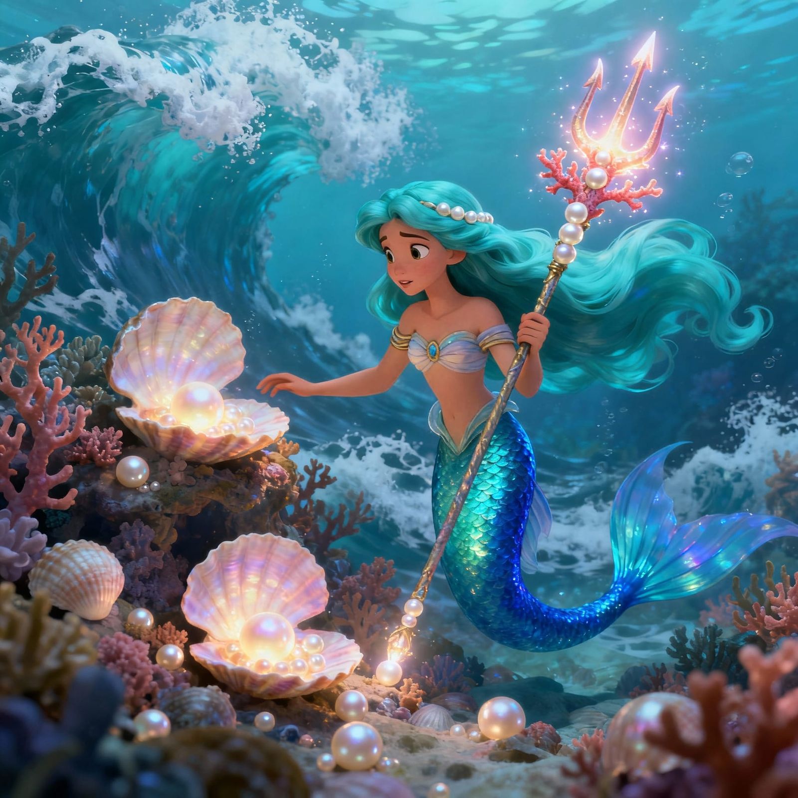 Poseidonia Mermaid Explores Coral Garden in Disney Pixar Sty...