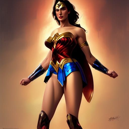 Wonder Woman Portrait in Art Nouveau Style