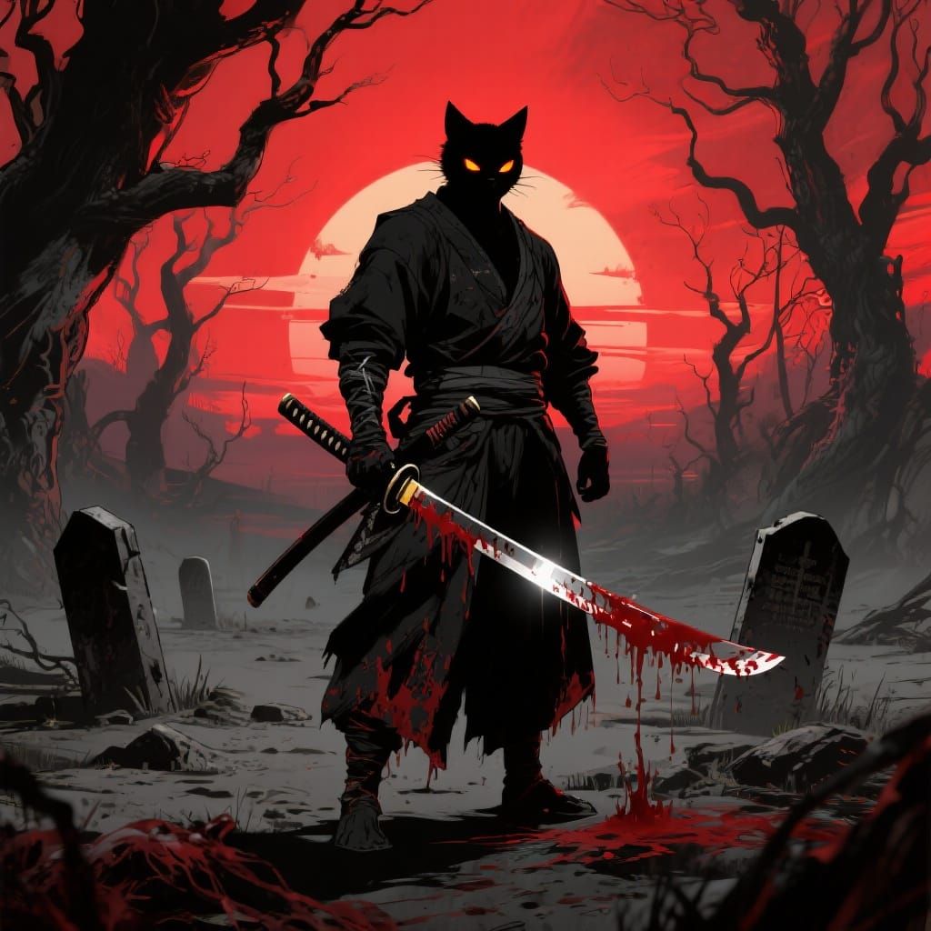 Cat Ronin in a Sin City Wasteland