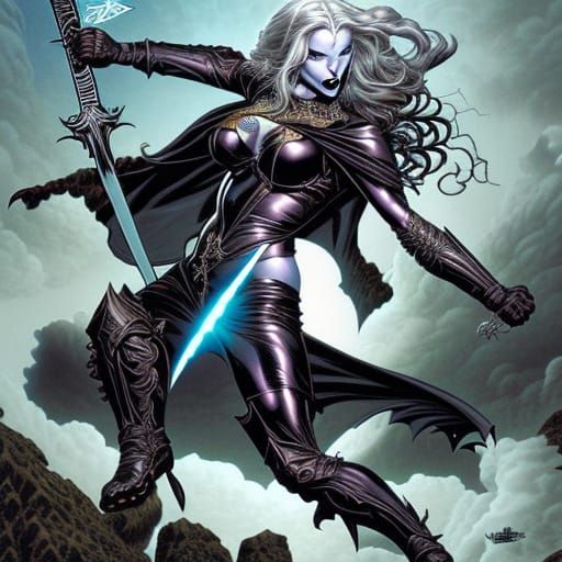 Lady Death Soaring: Comic Book Art