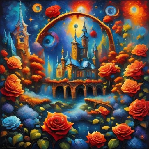 Double Helix Rose in Impasto Style